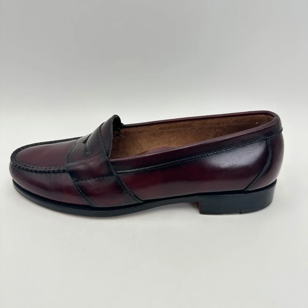 Cole Haan Penny Loafers Mens 7.5 D Burgundy Leather Handsewn Made in USA 1166